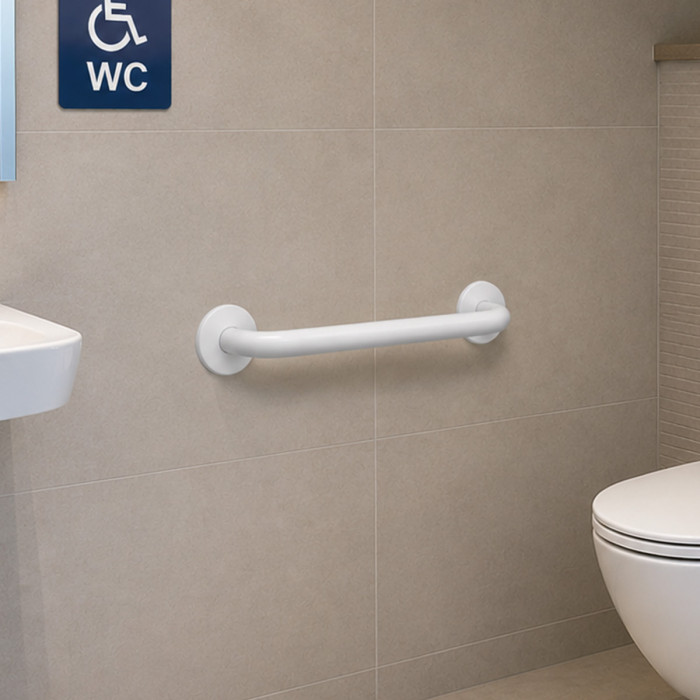 Maniglione bagno disabili, cm 30 in acciaio bianco