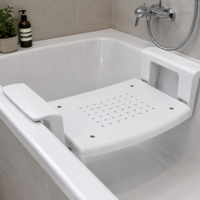 seduta per vasca da bagno, in alluminio e resina bianca, confort