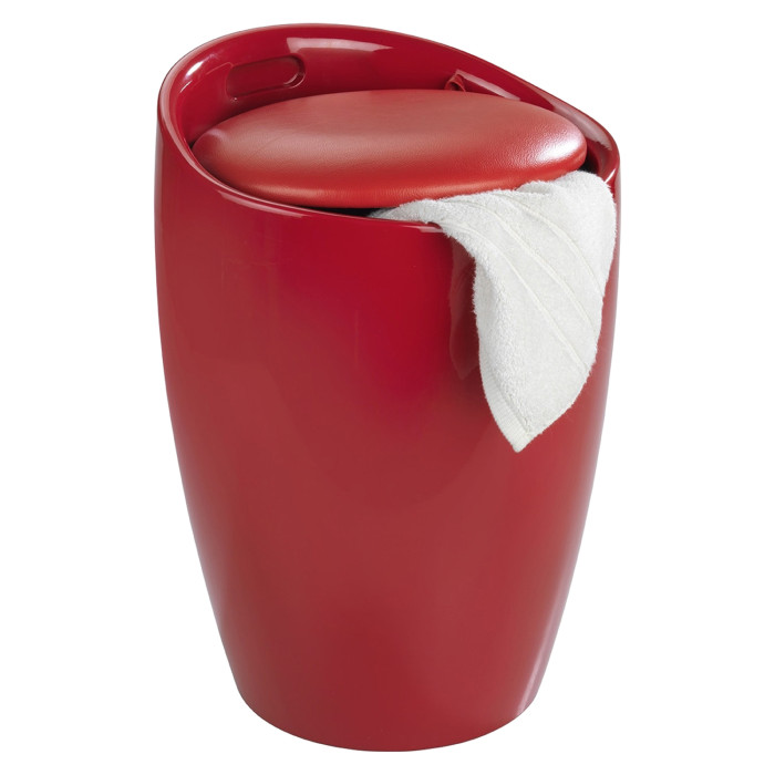 sgabello portabiancheria da bagno lavanderia in abs e sacco estraibile rosso Kelly