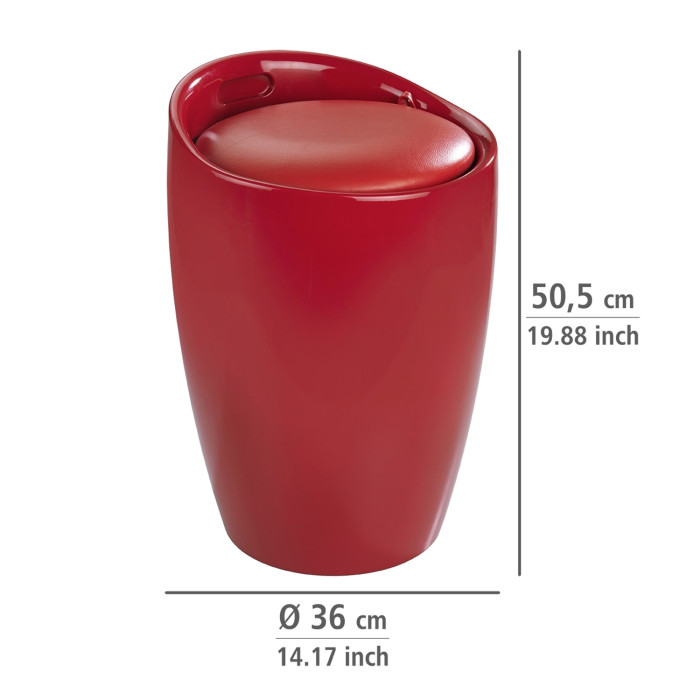sgabello portabiancheria da bagno lavanderia in abs e sacco estraibile rosso Kelly