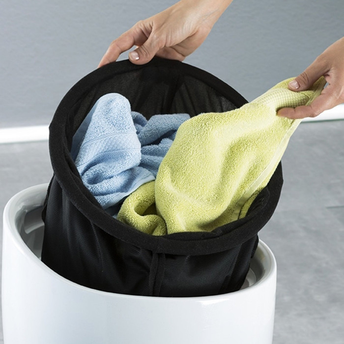 Sgabello portabiancheria bagno in abs e sedile bianco kelly