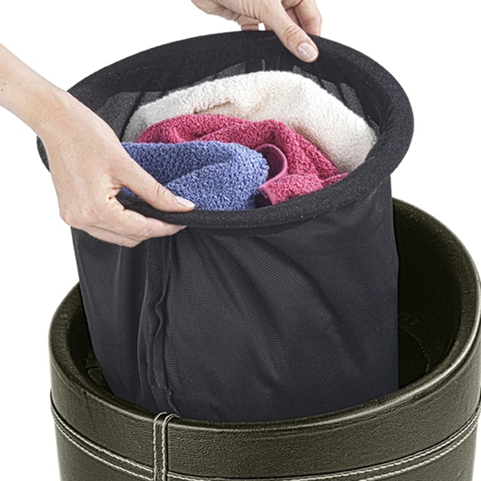 Cesto Portabiancheria Bagno Marrone in Ecopelle, organizzazione lavanderia, kelly