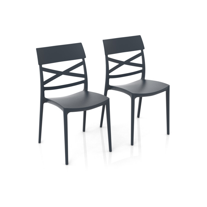sedie per casa in polipropilene resistenti raggi uv interno e esterno thais antracite made in italy