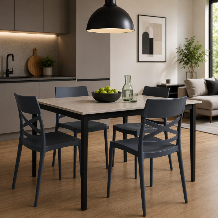 sedie per casa in polipropilene resistenti raggi uv interno e esterno thais antracite made in italy