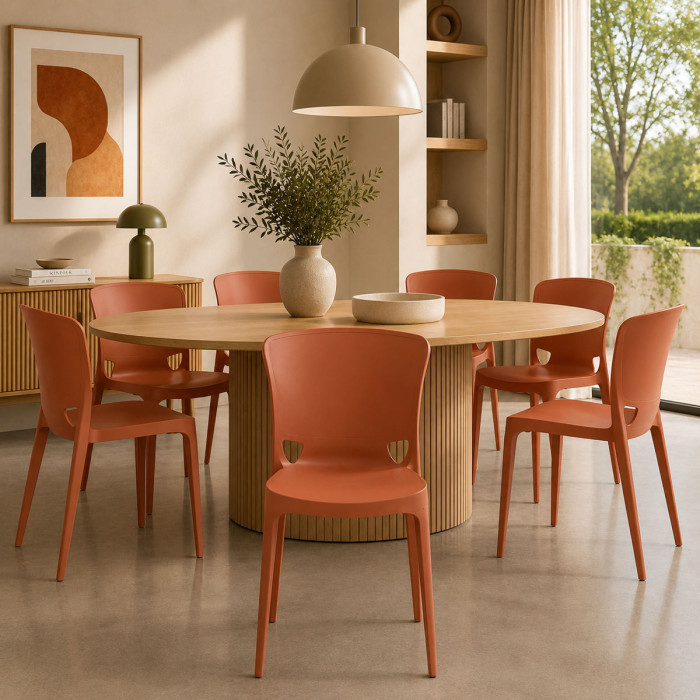 sedie resistenti raggi uv in polipropilene made in italy per interno e/o esterno johan terracotta