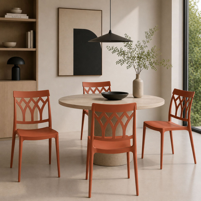 sedie per casa e contract in polipropilene made in italy resistente raggi uv Ana terracotta