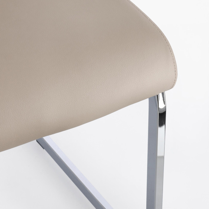 sedie moderne in similpelle struttura metallo cromato chyra cappuccino