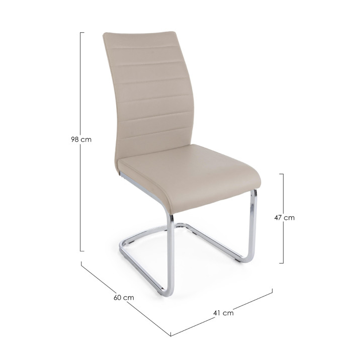 sedie moderne in similpelle struttura metallo cromato chyra cappuccino