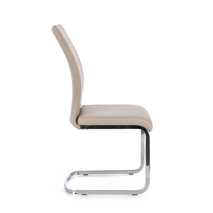 sedie moderne in similpelle struttura metallo cromato chyra cappuccino