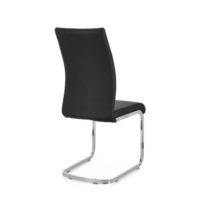 sedie moderne in similpelle nero struttura metallo cromato chyra
