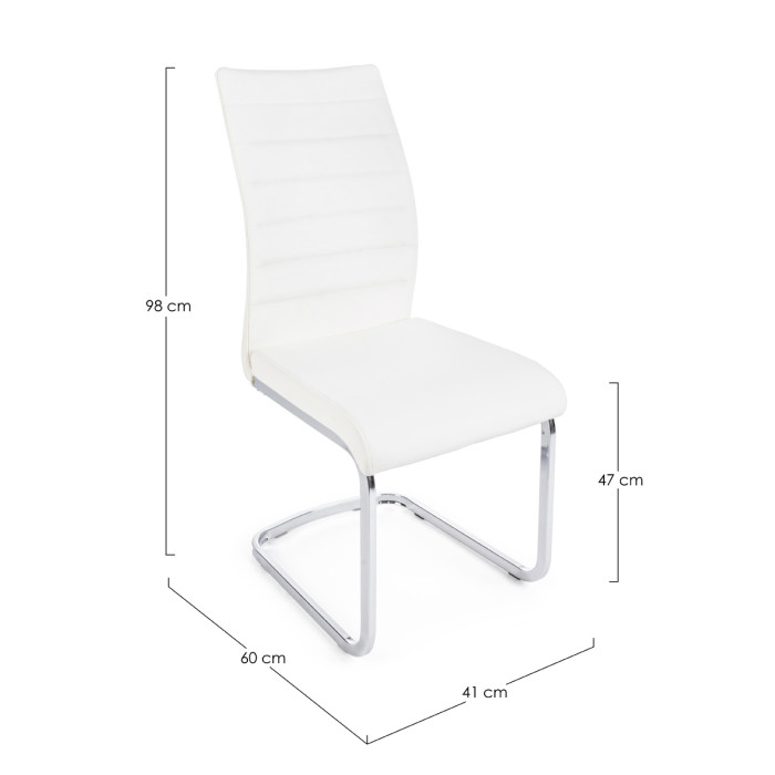 sedie resistenti moderne struttura metallo cromato seduta in similpelle bianco chyra