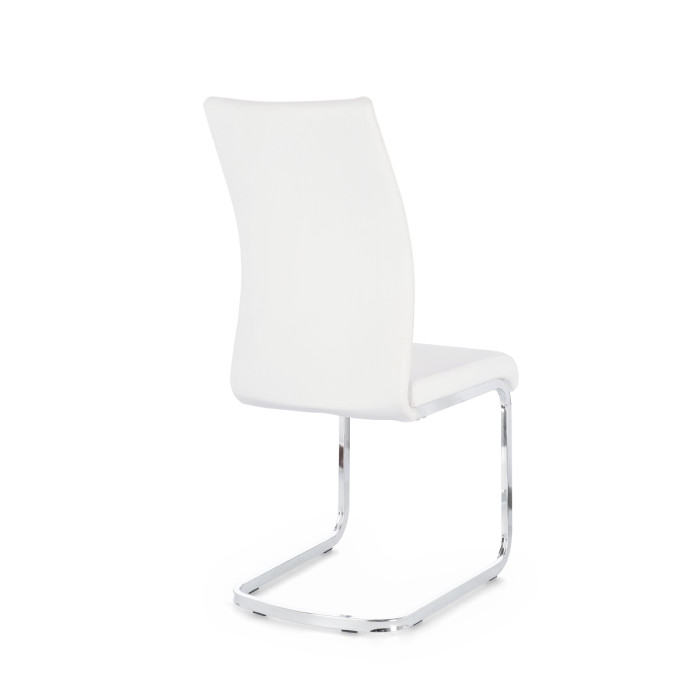 sedie resistenti moderne struttura metallo cromato seduta in similpelle bianco chyra
