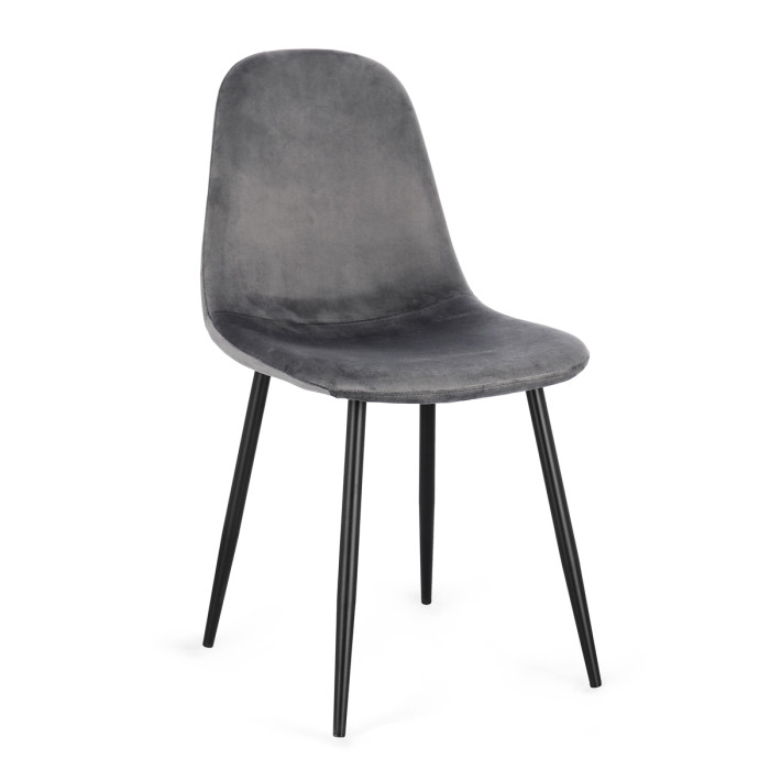 sedia in velluto grigio con gambe in metallo nero mirelia, sedia moderna, sedie per casa, sedie sala da pranzo.