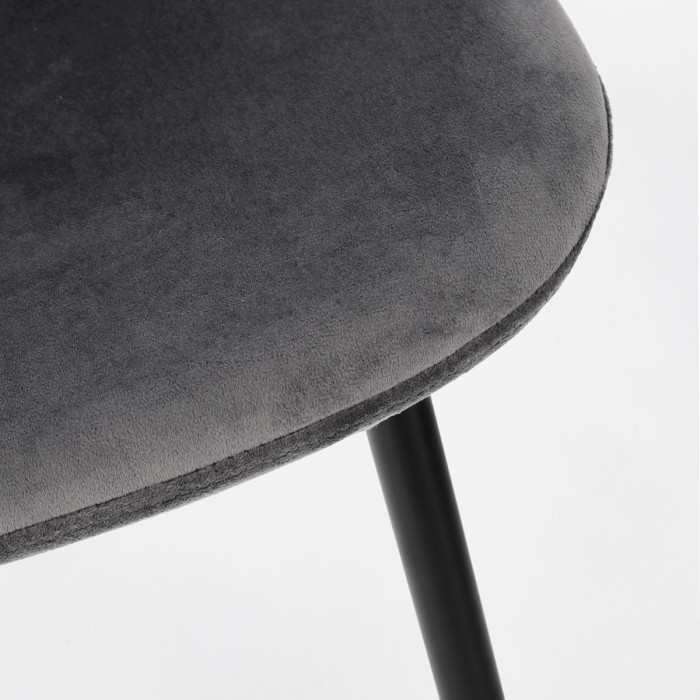 sedia in velluto grigio con gambe in metallo nero mirelia, sedia moderna, sedie per casa, sedie sala da pranzo.