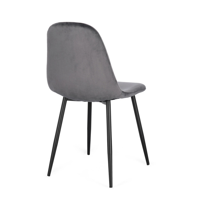 sedia in velluto grigio con gambe in metallo nero mirelia, sedia moderna, sedie per casa, sedie sala da pranzo.