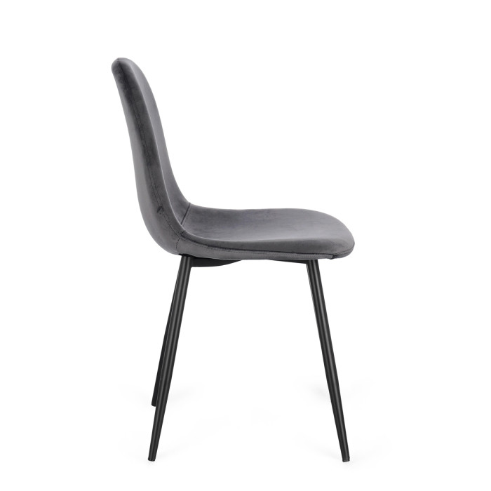 sedia in velluto grigio con gambe in metallo nero mirelia, sedia moderna, sedie per casa, sedie sala da pranzo.