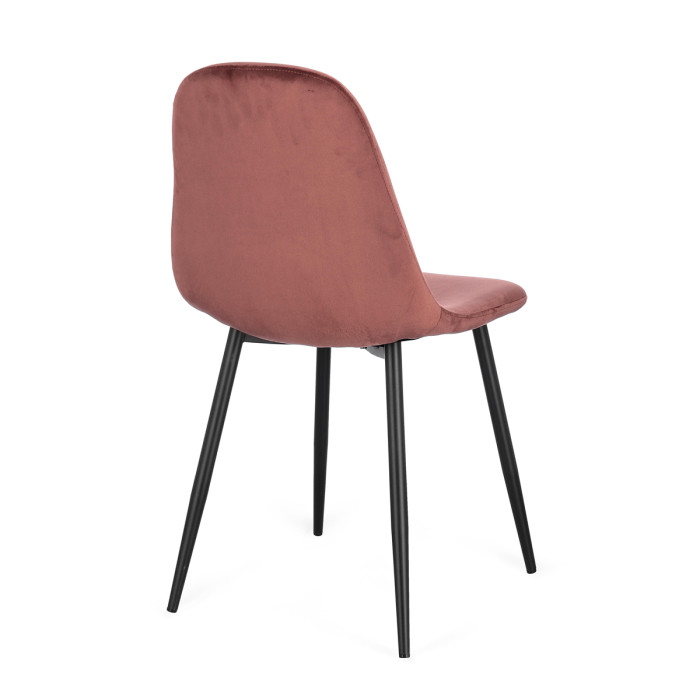 sedie per casa in velluto rosa antico con gambe in metallo nero mirelia, sedie per sala da pranzo, sedie moderne