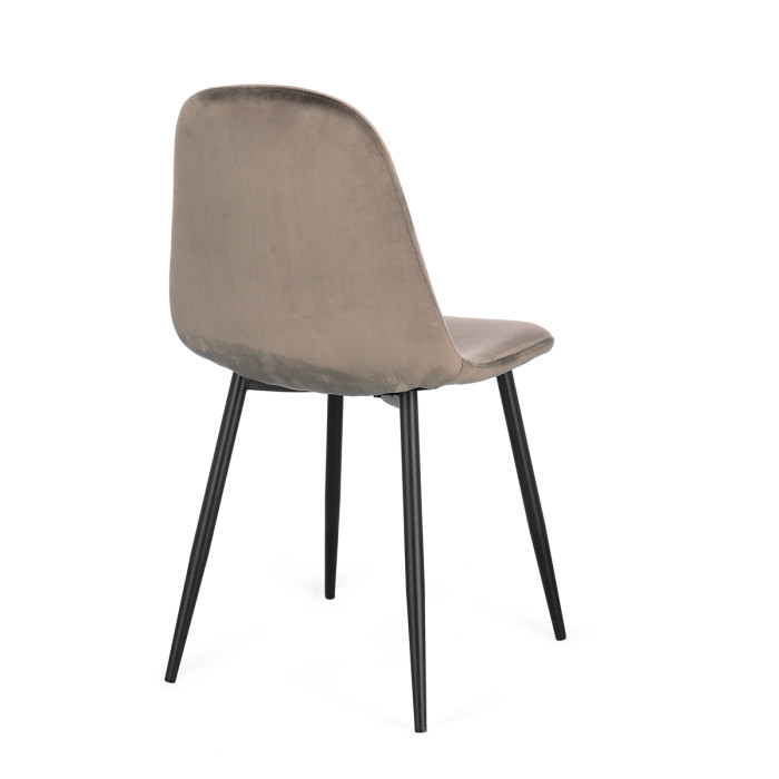 sedie per casa in velluto tortora con gambe in metallo nero mirelia, sedie per sala da pranzo, sedie moderne