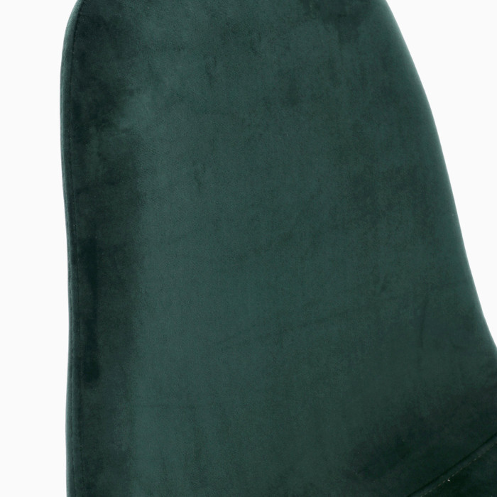 sedie per casa con rivestimento in velluto imbottito verde bottiglia e gambe in metallo nero, sedie moderne, sedie resistenti.