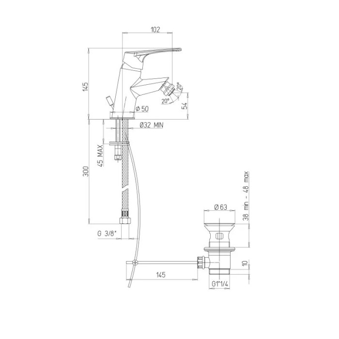 ATTILA - Miscelatore bagno bidet in ottone cromato