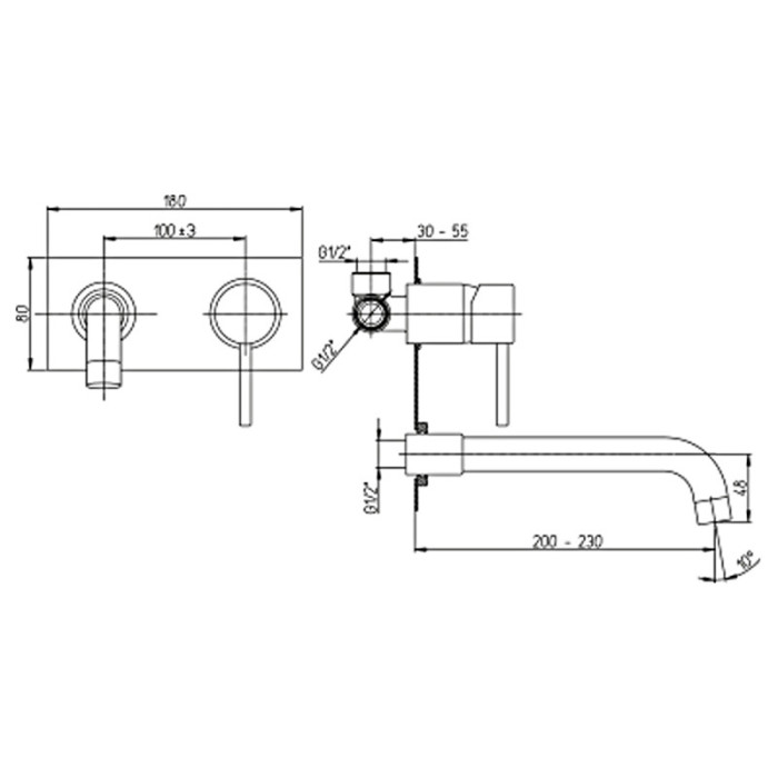 Miscelatore-lavabo-muro-con-piastra-Essenza-cromo-lucido-made-in-italy