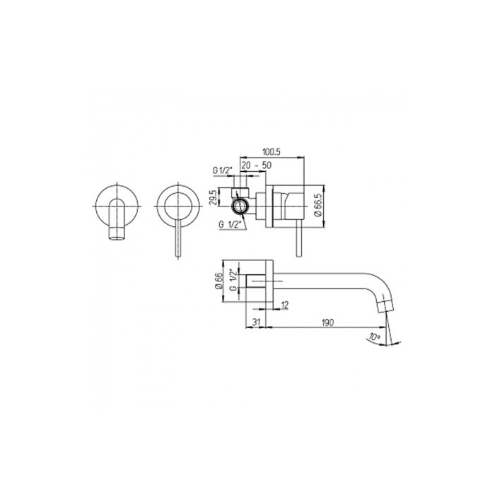 Miscelatore-lavabo-muro-senza-piastra-Essenza-cromo-lucido-made-in-italy