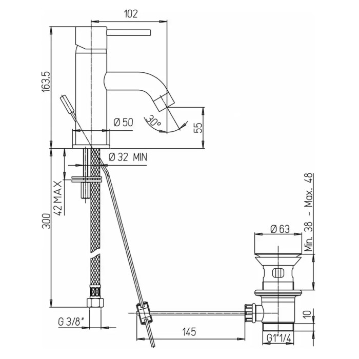 miscelatore-lavabo-essenza-nero-opaco-bagno-minimal