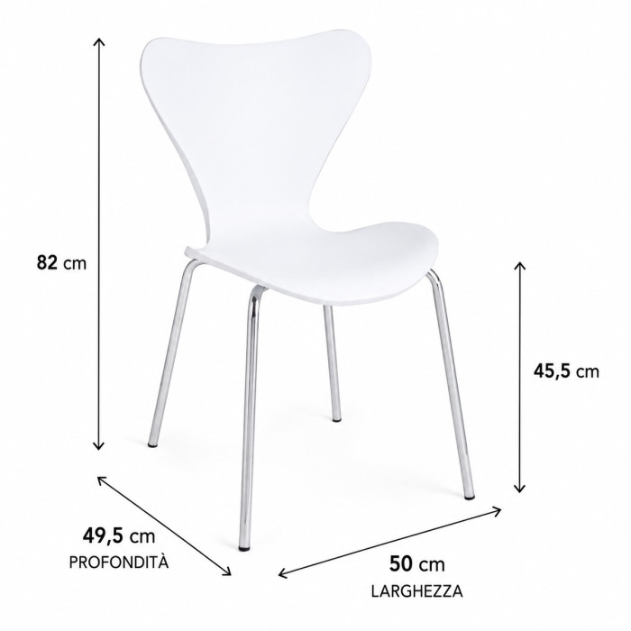 sedie moderne per casa e contract ines in polipropilene bianco gambe cromo