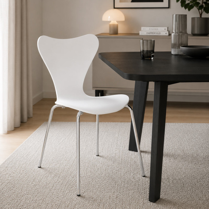 sedie moderne per casa e contract ines in polipropilene bianco gambe cromo