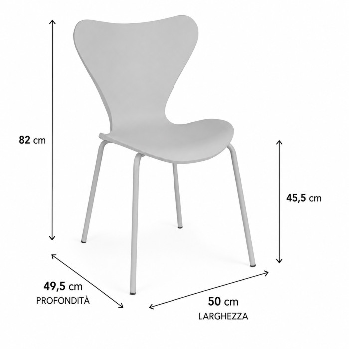 sedie resistenti in polipropilene, design minimal, gambe in metallo ines grigio chiaro