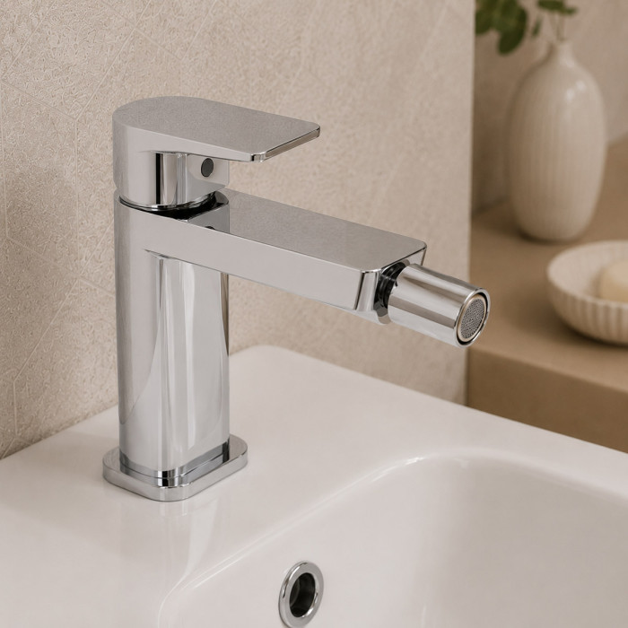 Miscelatore bidet con piletta di scarico click clack modello Plan cromo