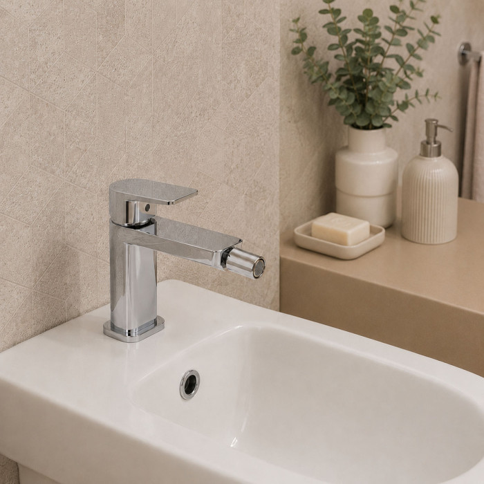 Miscelatore bidet con piletta di scarico click clack modello Plan cromo
