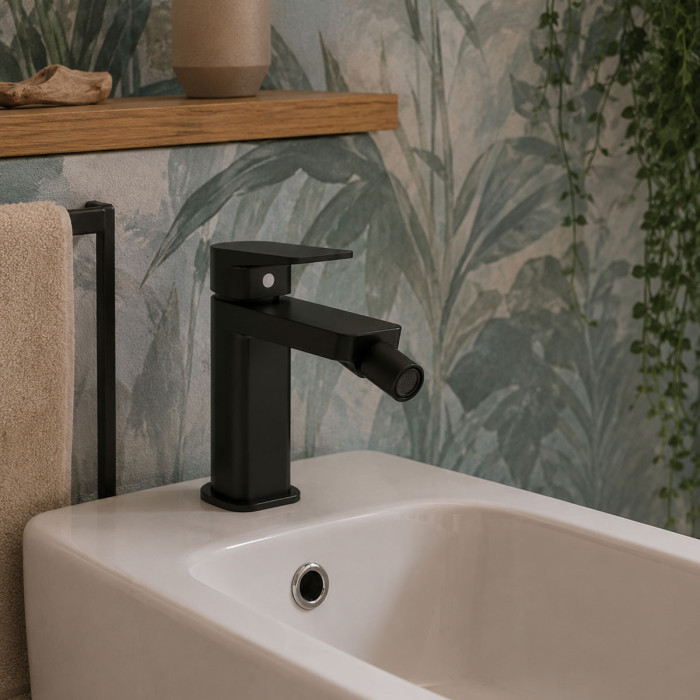 Miscelatore bidet piletta di scarico click clack PLAN Nero opaco