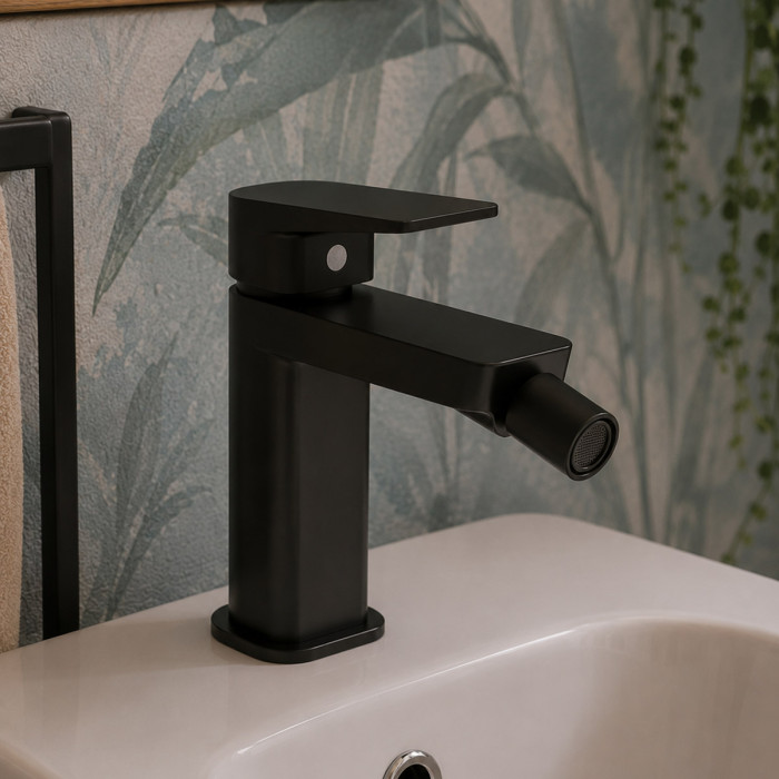 Miscelatore bidet piletta di scarico click clack PLAN Nero opaco