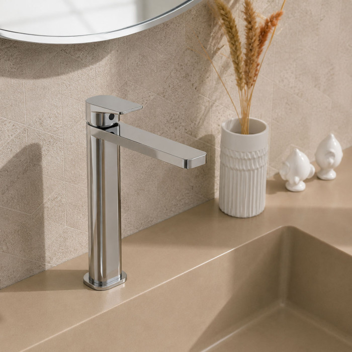 Miscelatore Lavabo alto con piletta di scarico click clack modello Plan cromo