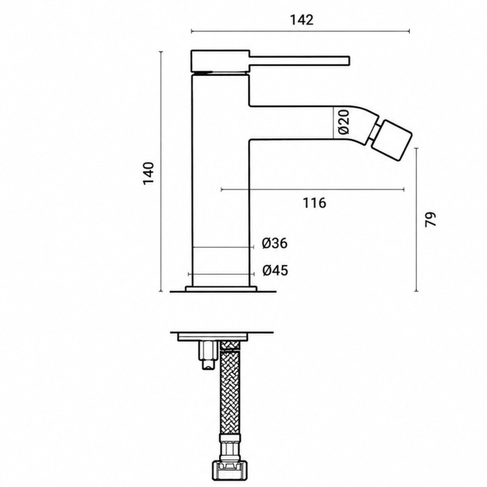 Miscelatore bidet con piletta scarico METRO