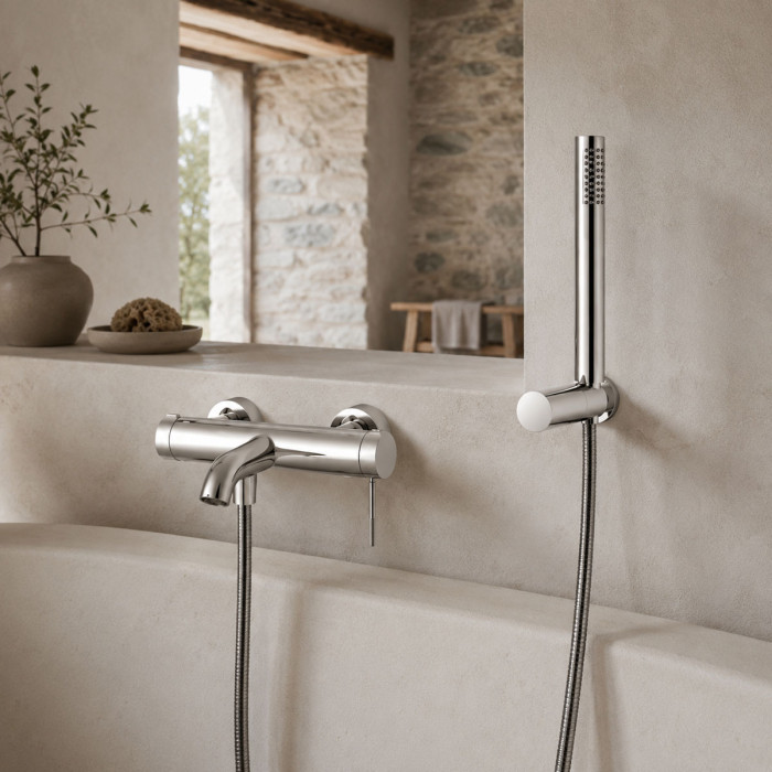 Miscelatore esterno vasca con shower set METRO