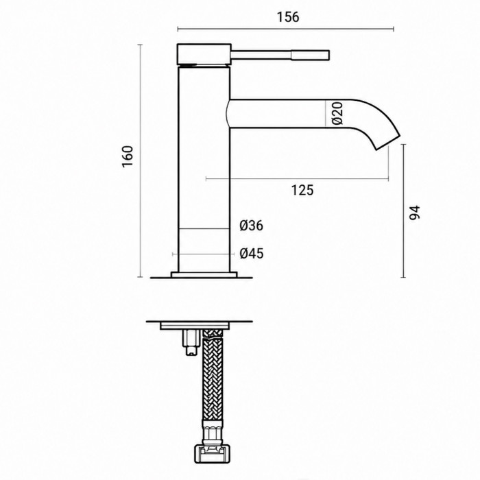 Miscelatore lavabo senza piletta di scarico METRO