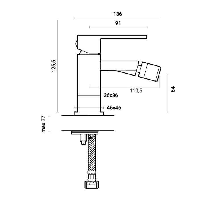 Miscelatore bidet piletta click clack QUABLO