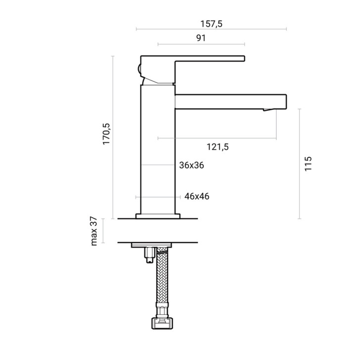 Miscelatore lavabo piletta click clack QUABLO
