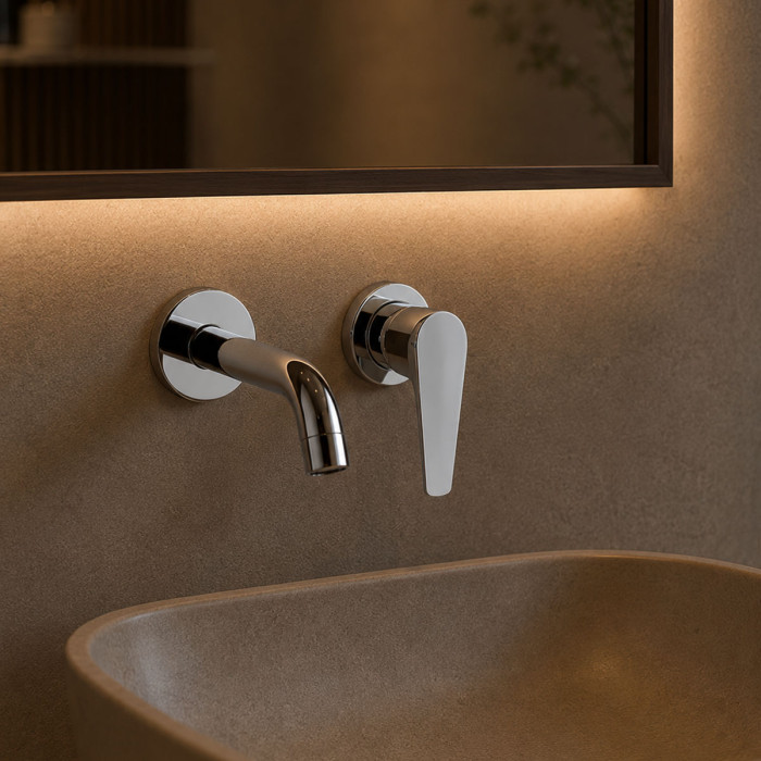 Miscelatore lavabo a muro senza piastra marca Piralla mod. Baci
