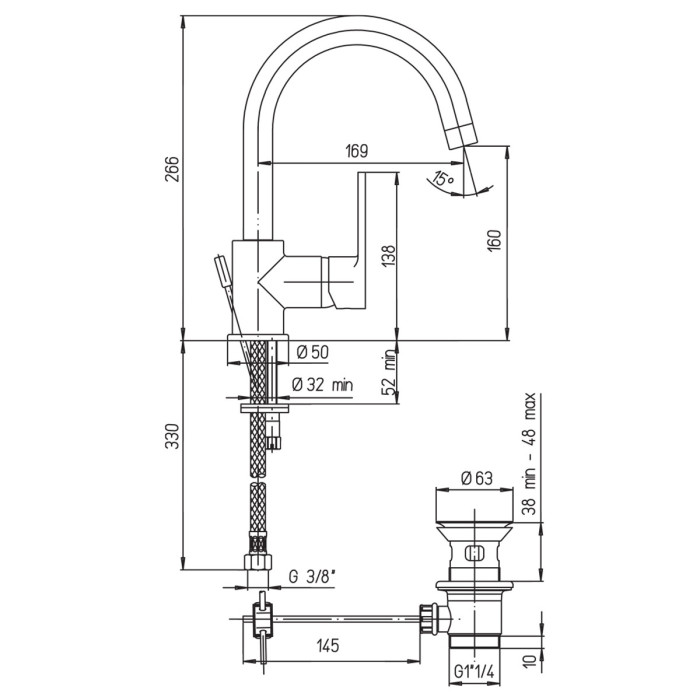 Miscelatore monocomando lavabo alto marca Piralla Mod. Baci
