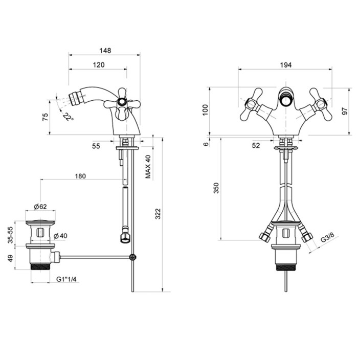 Miscelatore bidet Oioli MELODY