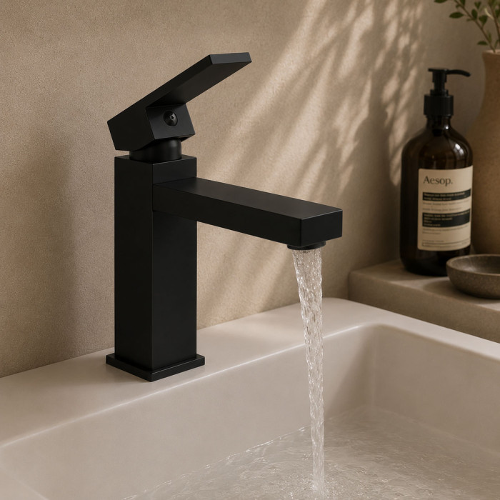 Miscelatore lavabo piletta click clack QUABLO Nero