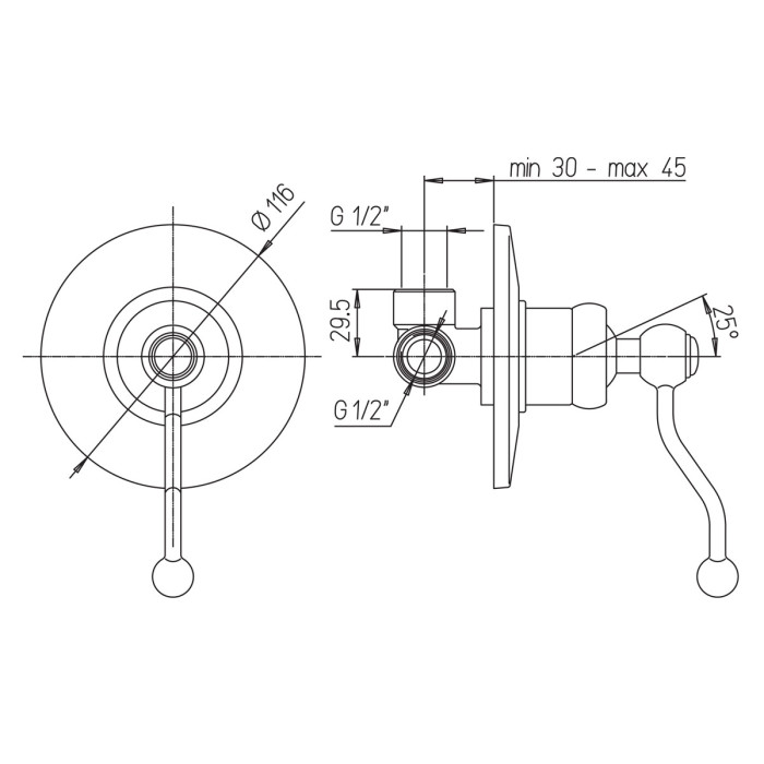 Miscelatore monocomando incasso doccia marca Piralla Mod. Duke