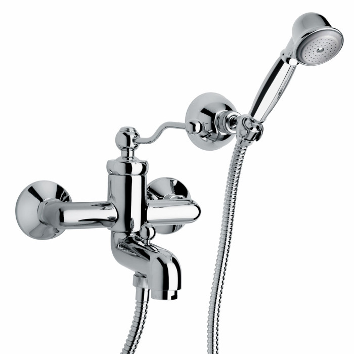 Miscelatore vasca con doccetta in ottone cromo design retro vintage DUKE