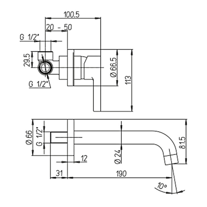 Miscelatore lavabo a muro Piralla Mod. Abbracci