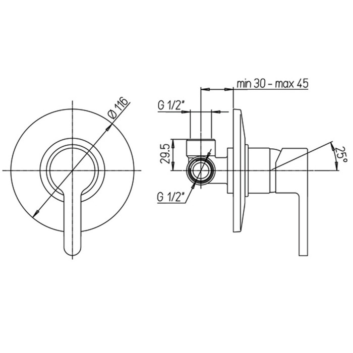 Miscelatore monocomando incasso doccia marca Piralla Mod. Abbracci