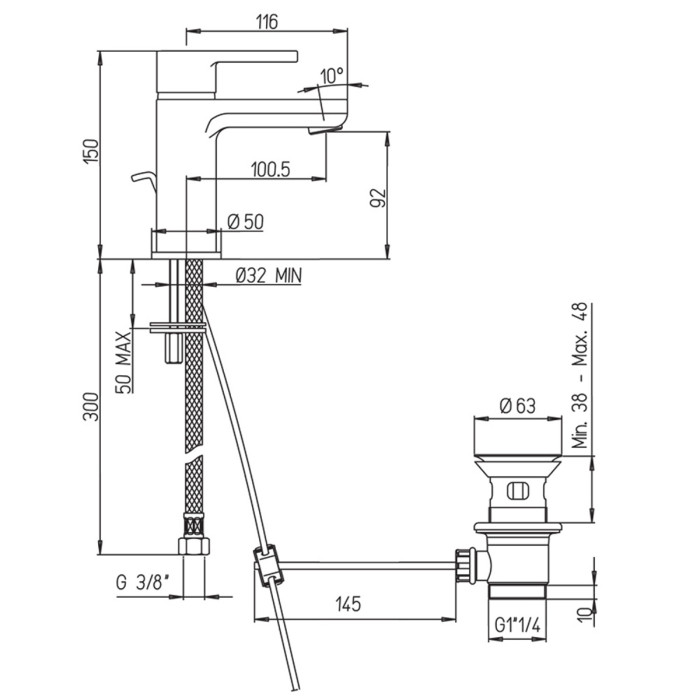 Miscelatore monocomando lavabo marca Piralla Mod. Abbracci