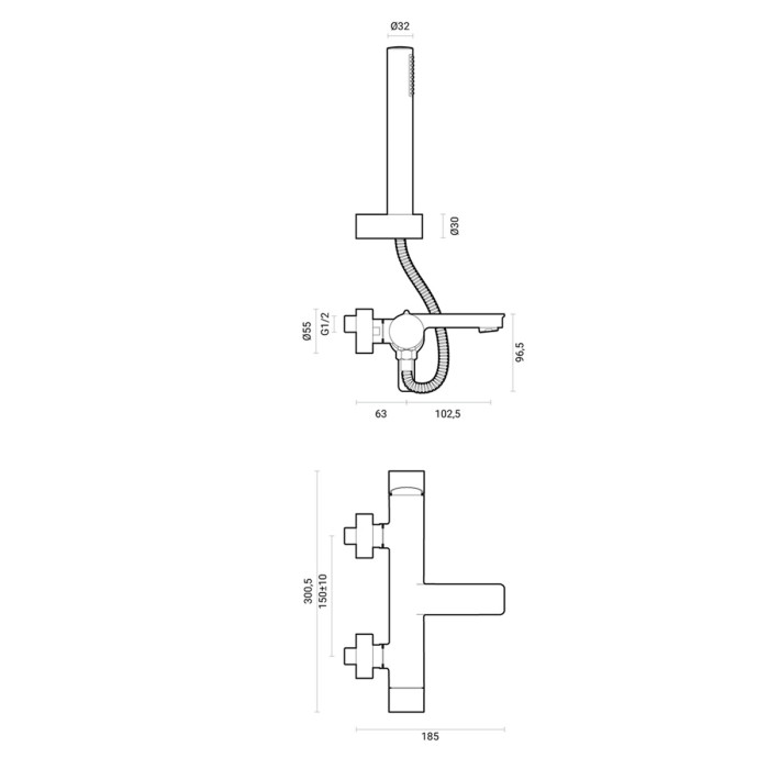 Miscelatore esterno vasca con shower set mod. Brezza